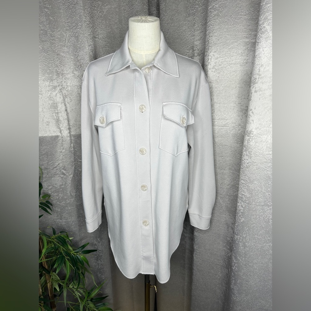 Joie Women’s Oversized Button Down Long Shirt Jacket Taupe Sz S
